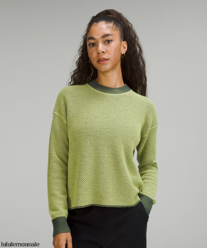 Lululemon Damen DELULU491 | Räucherfichte Doppelstrick-Wendepullover Mit Rundhalsausschnitt